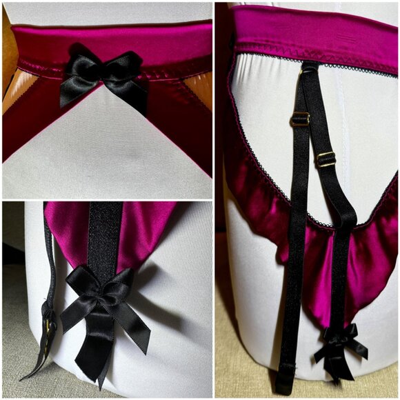 Bordelle Garter Belt Bright/Deep Fuchsia Pink, Size Small - Picture 4 of 15